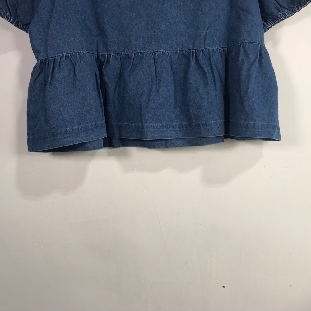 Pink Lily Short Sleeve Denim Shirt, Women's Size L - Blue - Picture 7 of 8